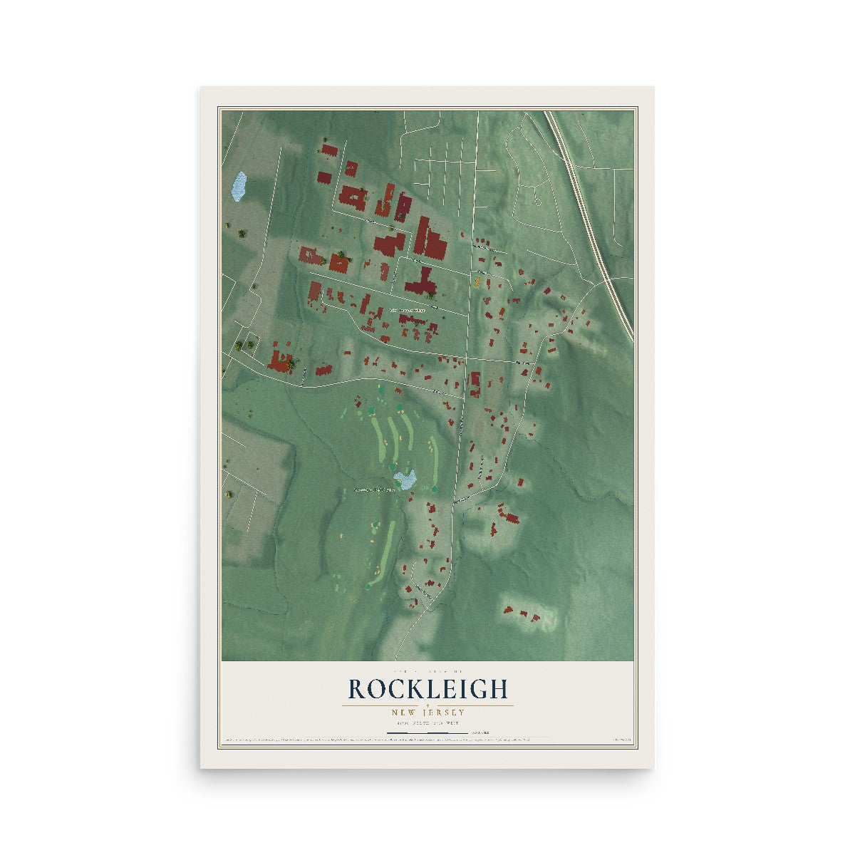 Rockleigh, New Jersey map print, 12" x 18" Archival Matte Print mockup