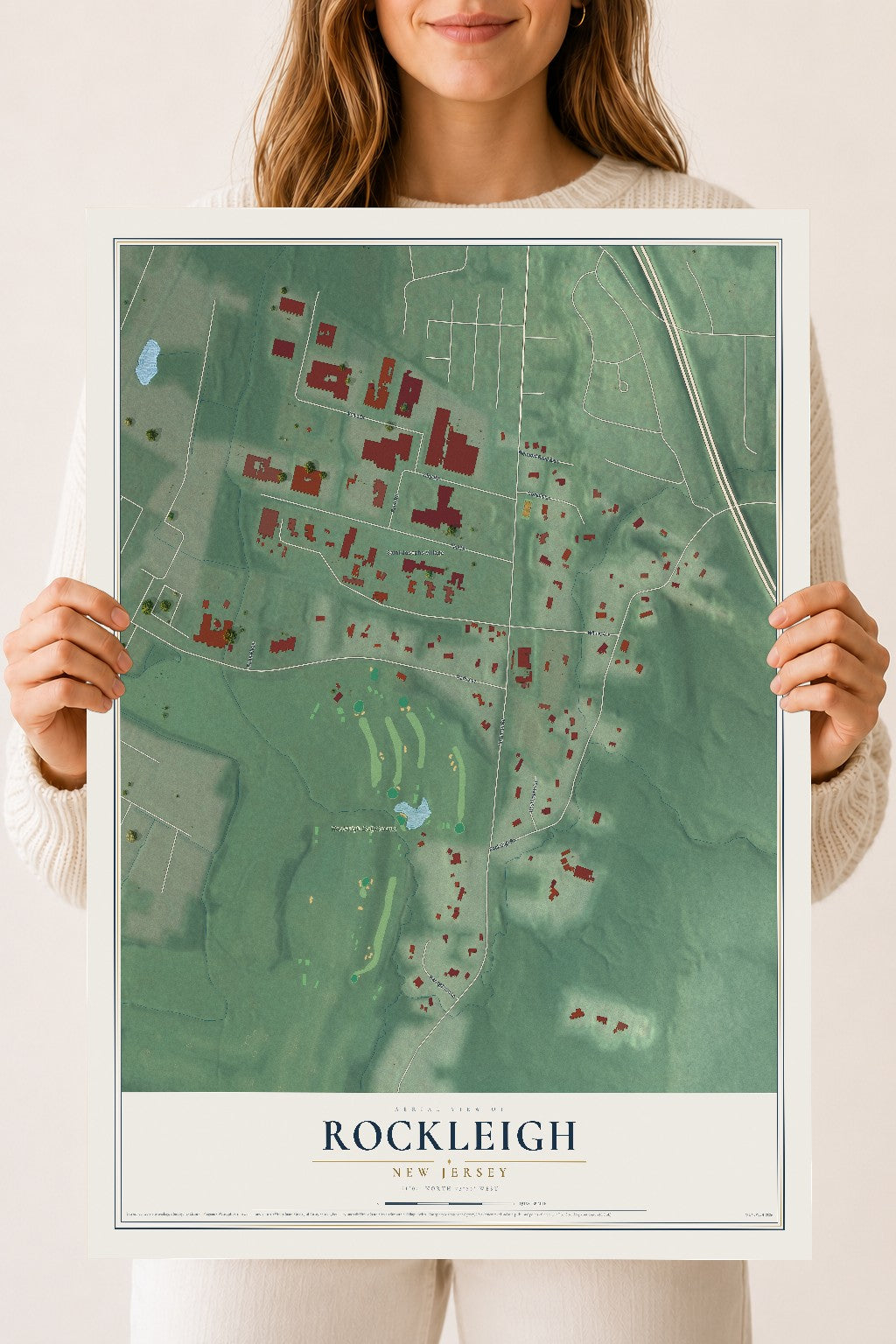 Rockleigh, New Jersey map print, 18" x 24" Archival Matte Print mockup