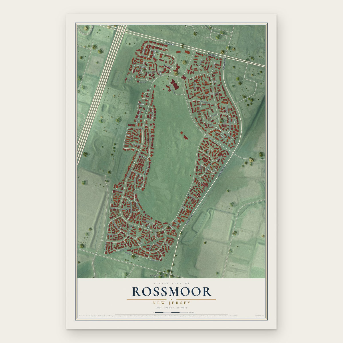 Rossmoor, New Jersey map print, the full design