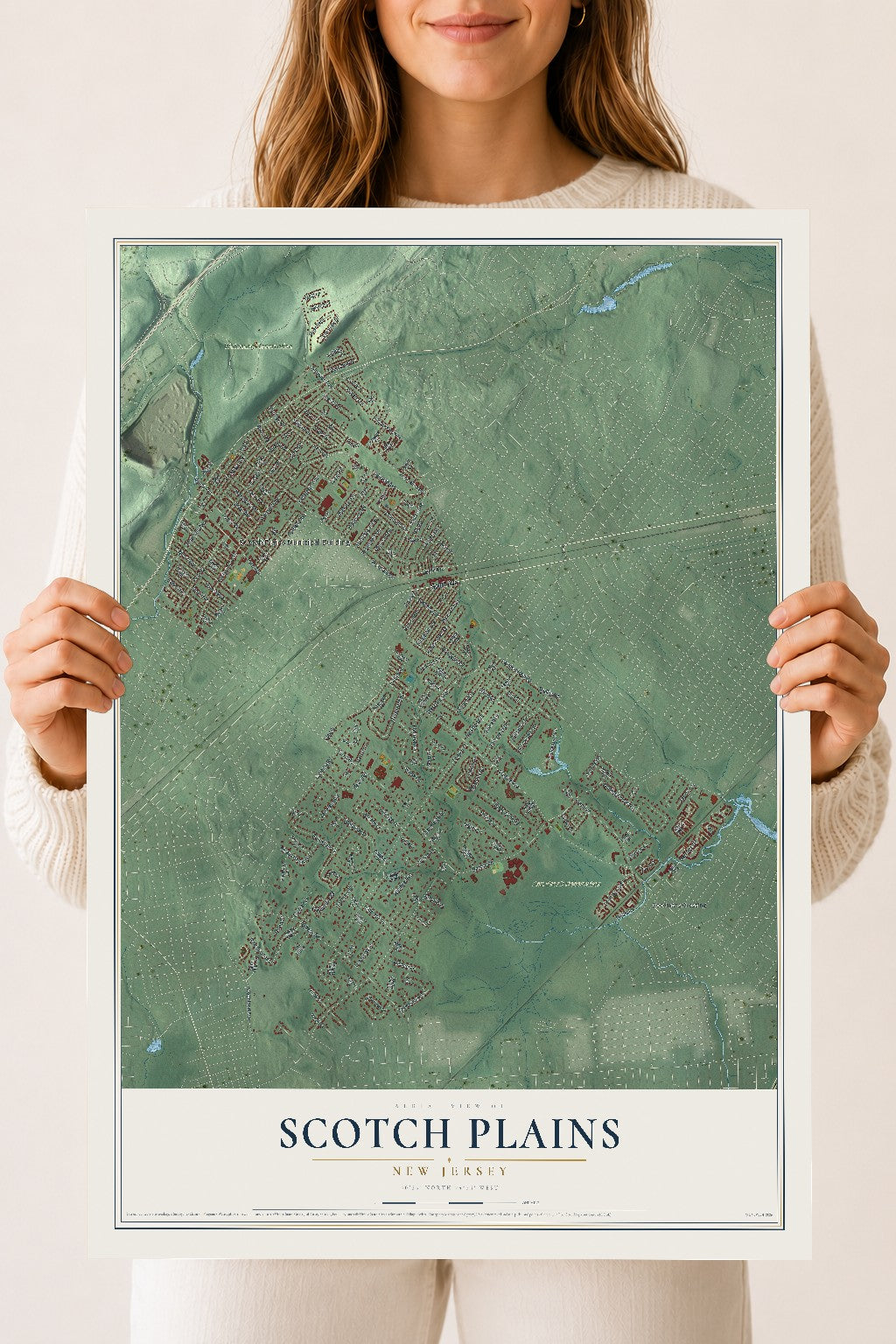 Scotch Plains, New Jersey map print, 18" x 24" Archival Matte Print mockup