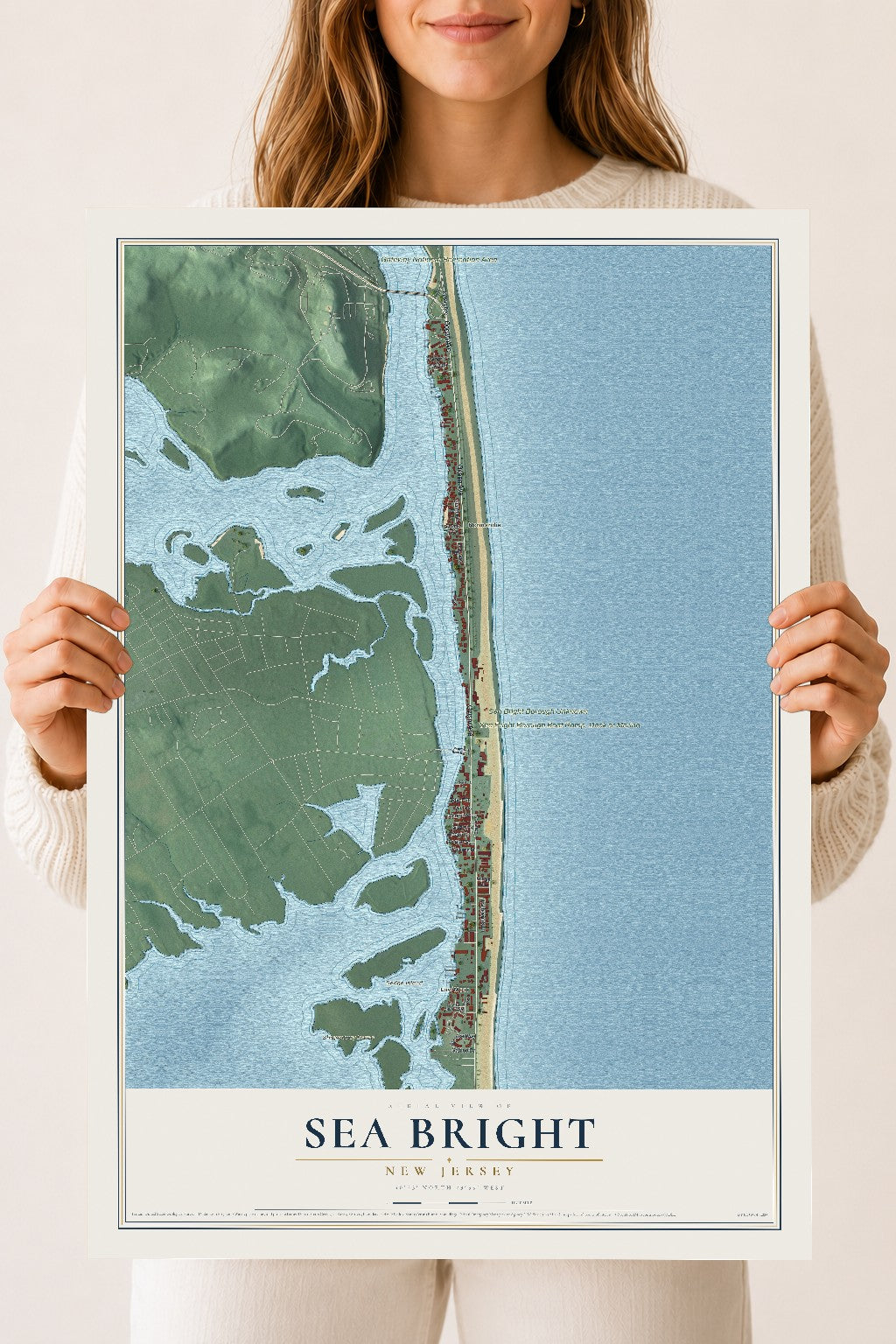 Sea Bright, New Jersey map print, 18" x 24" Archival Matte Print mockup
