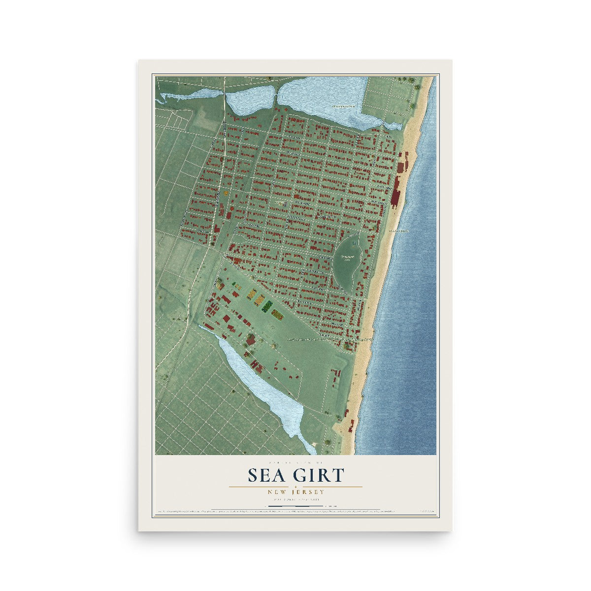 Map of Sea Girt, New Jersey, 12 x 18 inch unframed archival matte print