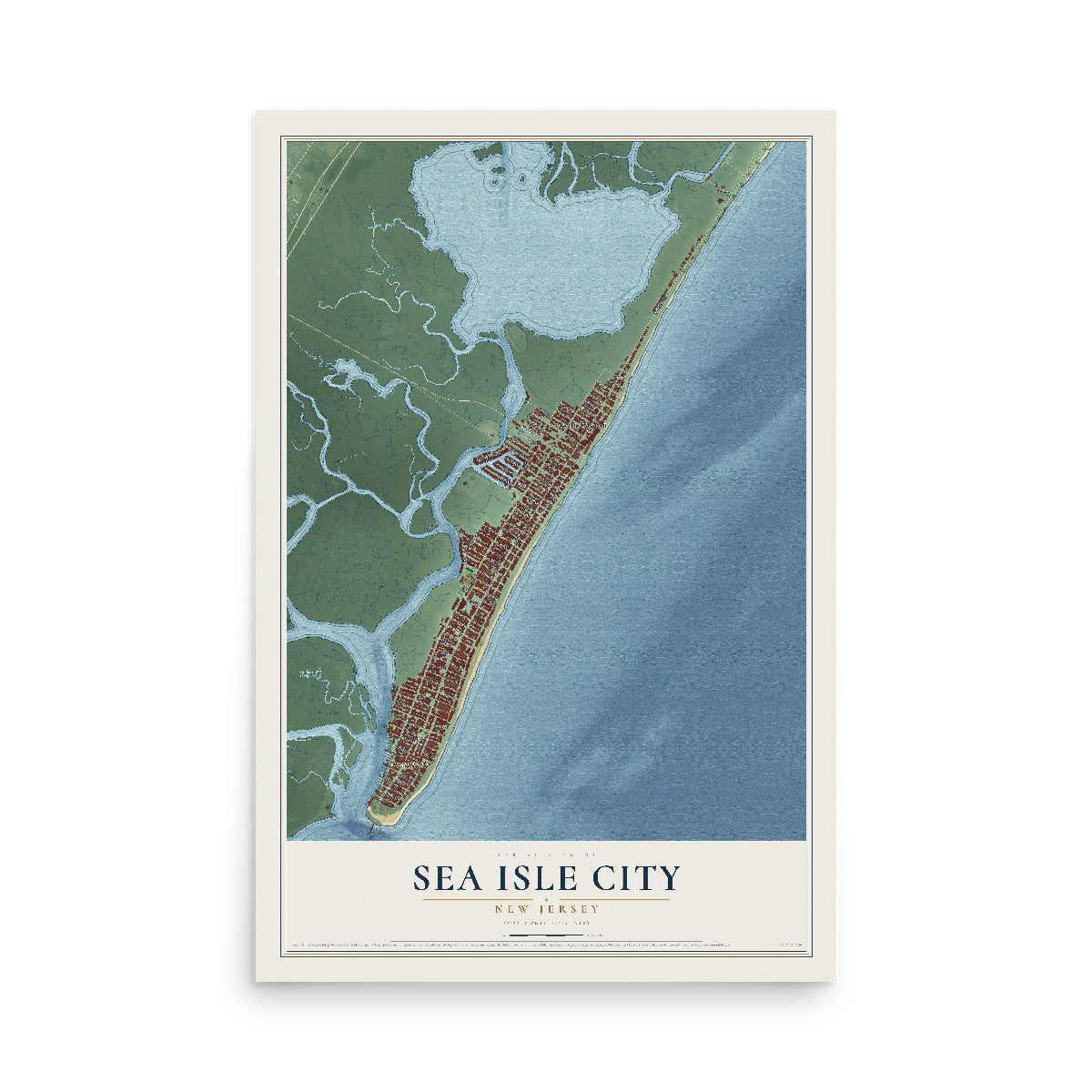 Map of Sea Isle City, New Jersey, 12 x 18 inch unframed archival matte print