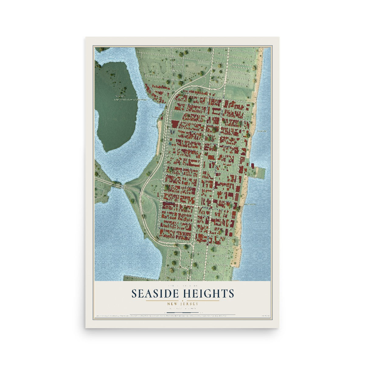 Seaside Heights, New Jersey map print, 12" x 18" Archival Matte Print mockup