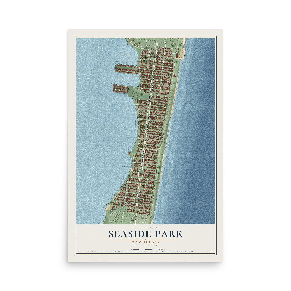 Seaside Park, New Jersey map print, 12" x 18" Archival Matte Print mockup