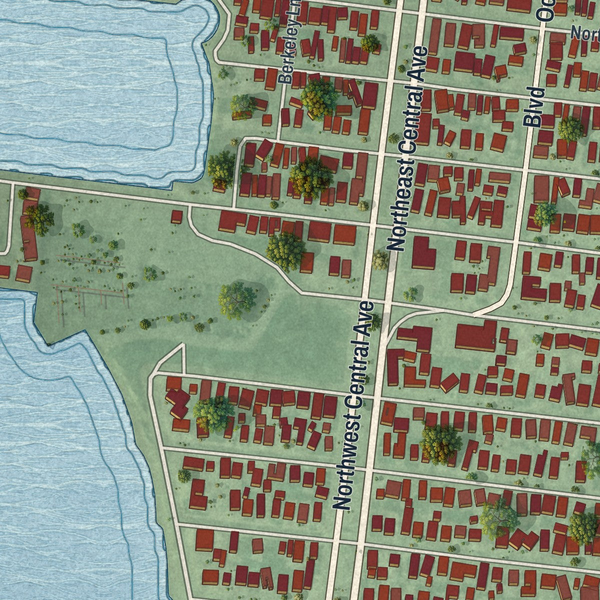Close-up 2 of the Seaside Park, New Jersey map artwork