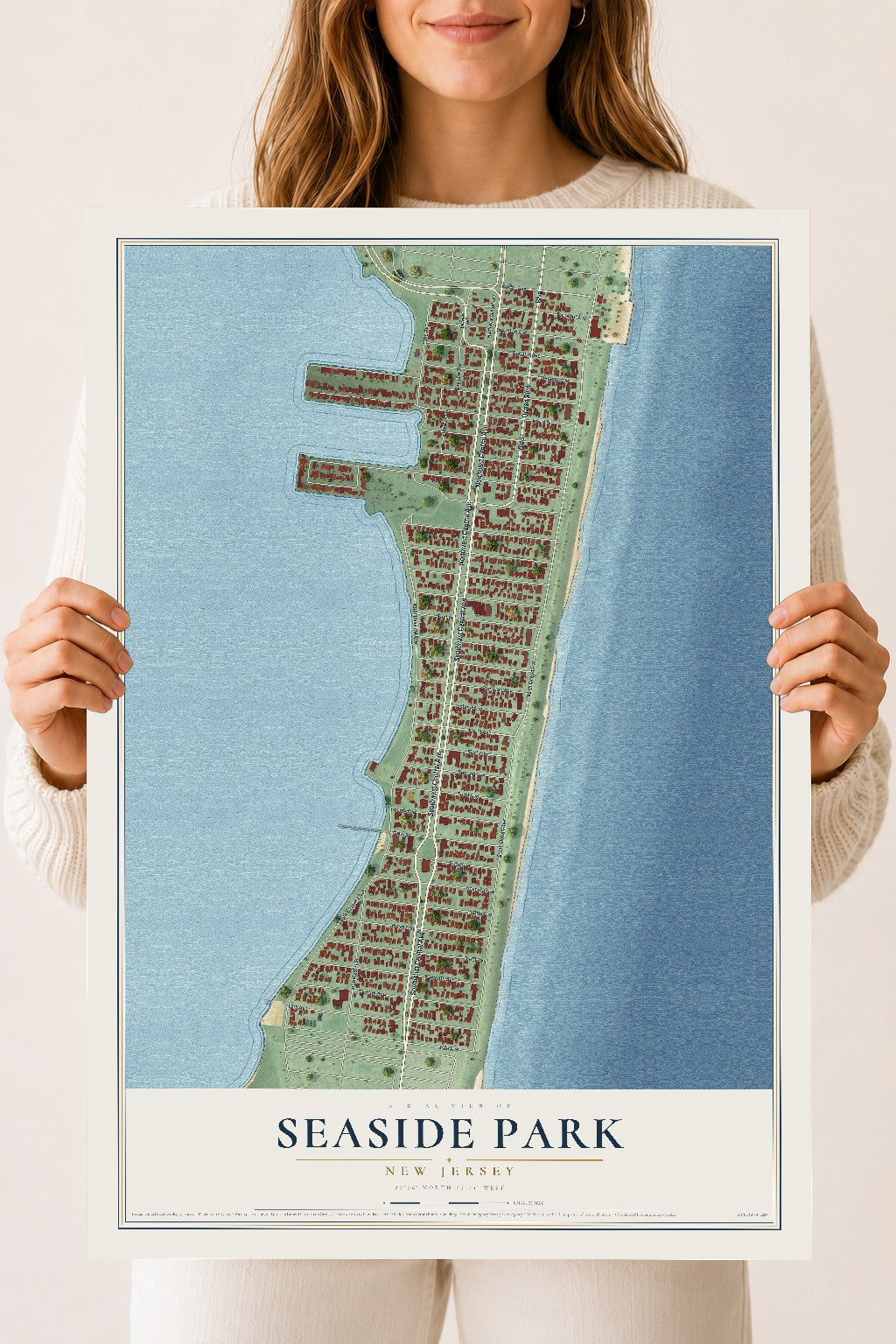 Seaside Park, New Jersey map print, 18" x 24" Archival Matte Print mockup