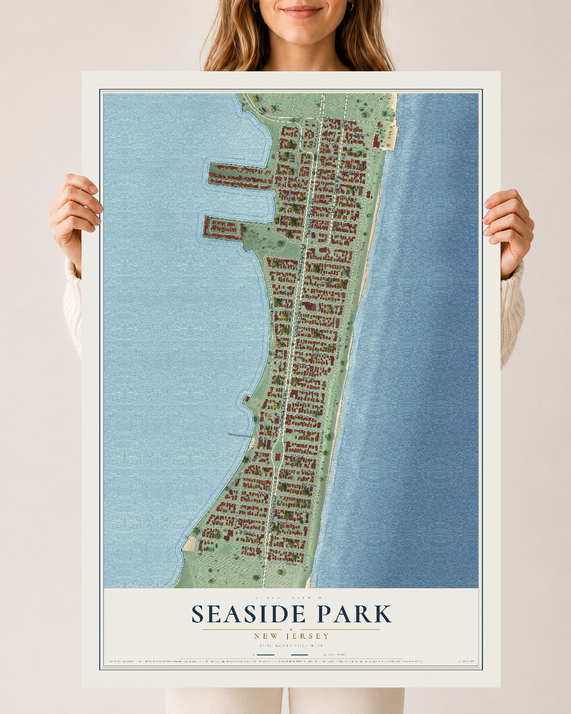 Seaside Park, New Jersey map print, 24" x 36" Archival Matte Print mockup
