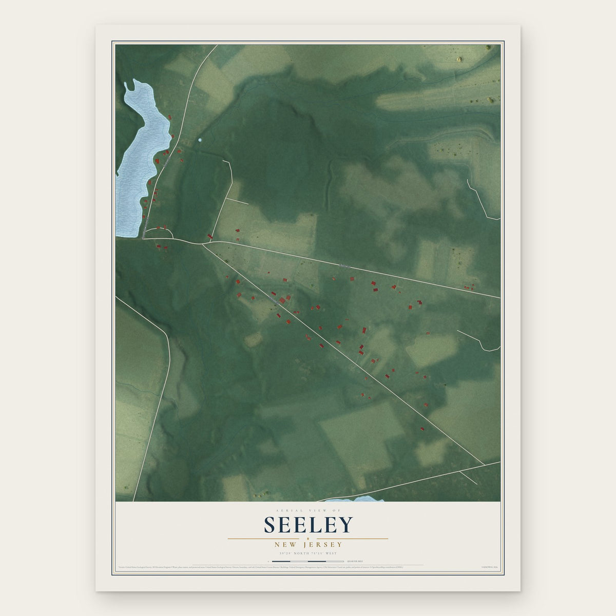 Seeley, New Jersey map print, the full design