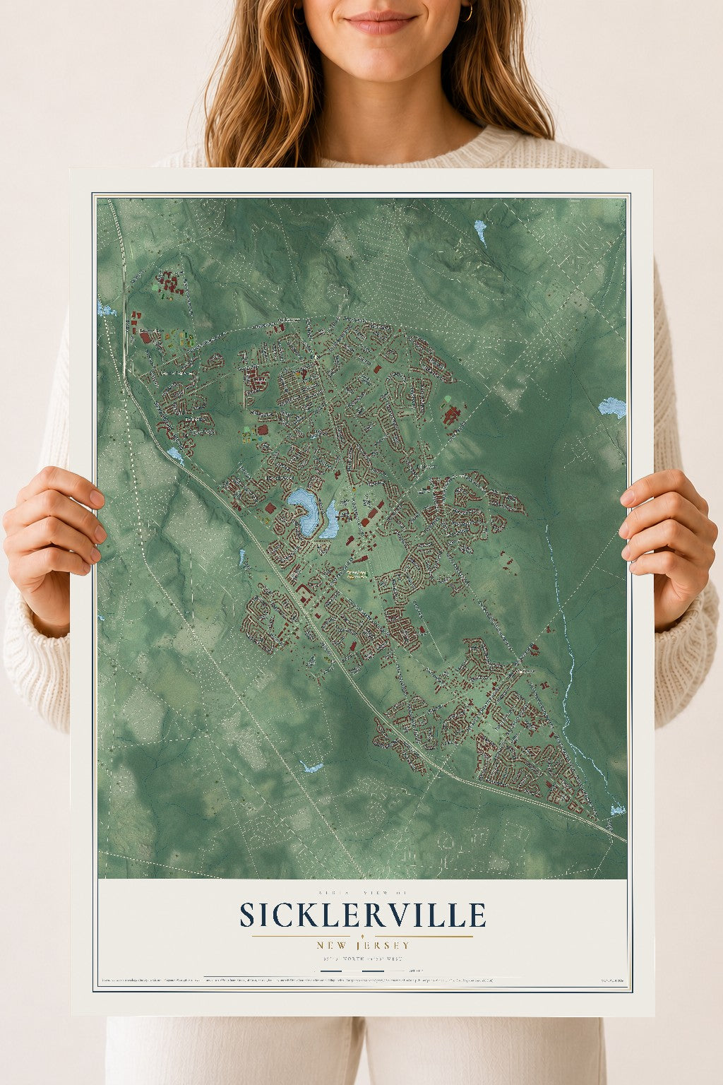 Sicklerville, New Jersey map print, 18" x 24" Archival Matte Print mockup