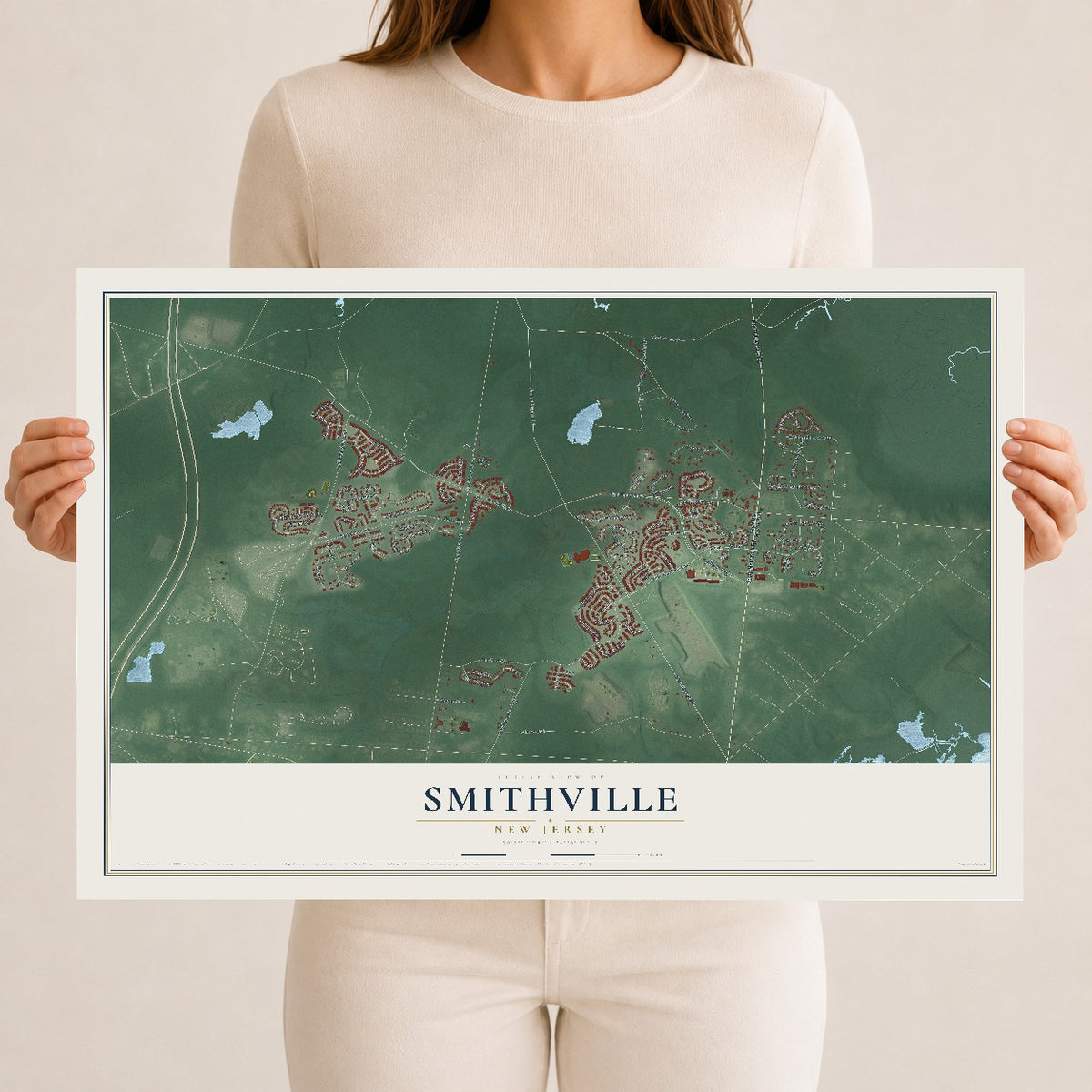 Smithville, New Jersey map print, 12" x 18" Archival Matte Print mockup