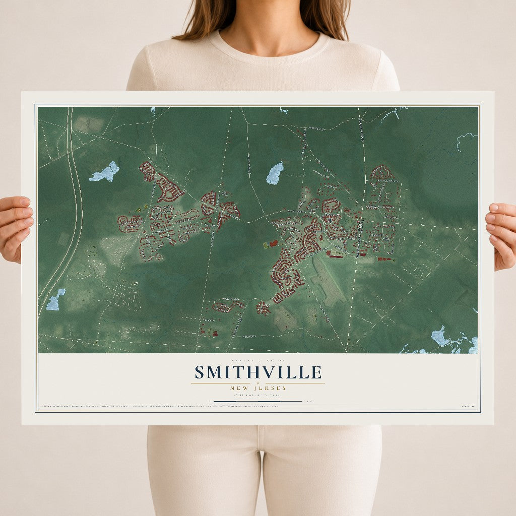 Smithville, New Jersey map print, 18" x 24" Archival Matte Print mockup