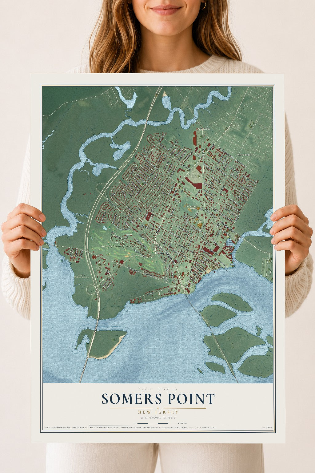 Somers Point, New Jersey map print, 18" x 24" Archival Matte Print mockup