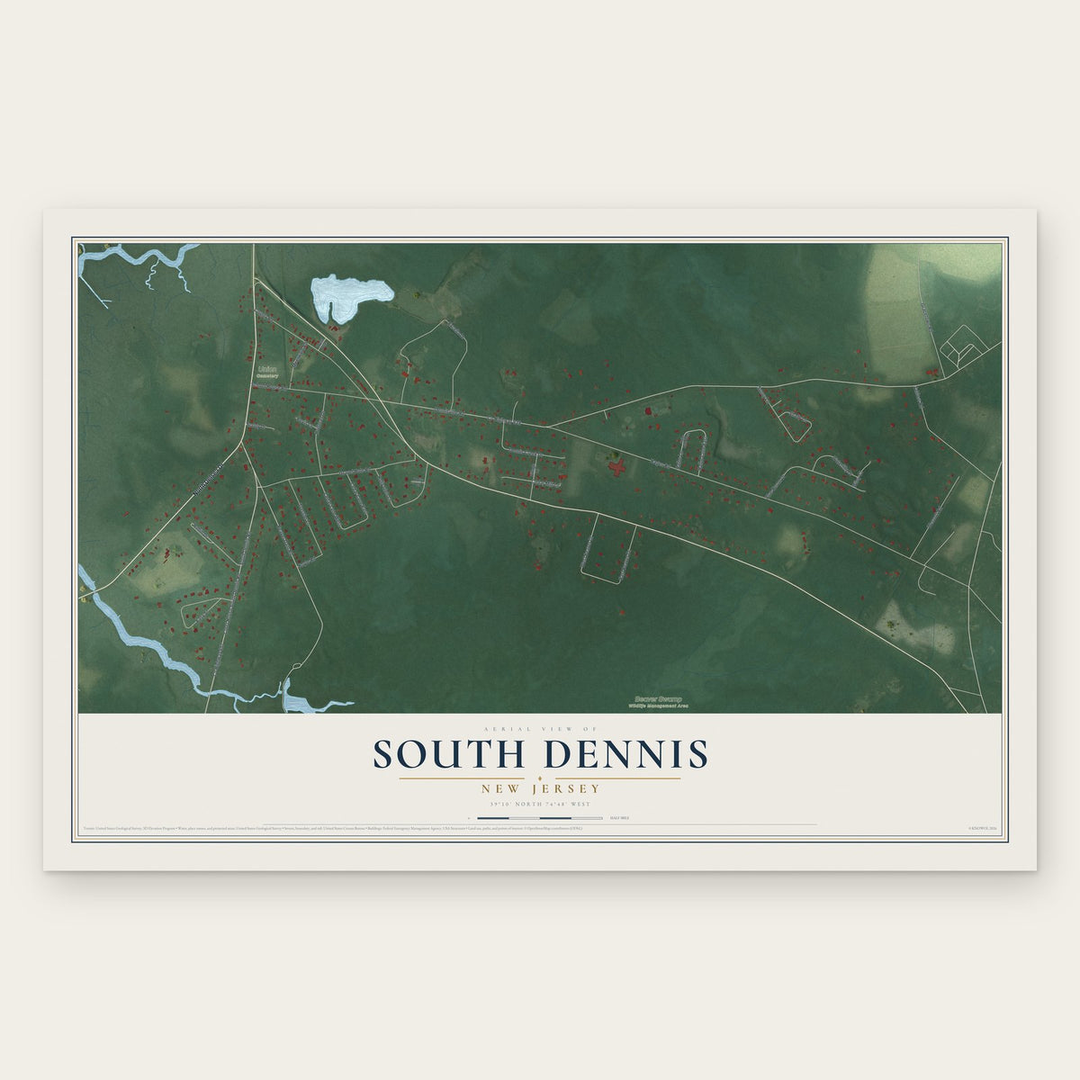 South Dennis, New Jersey map print, the full design