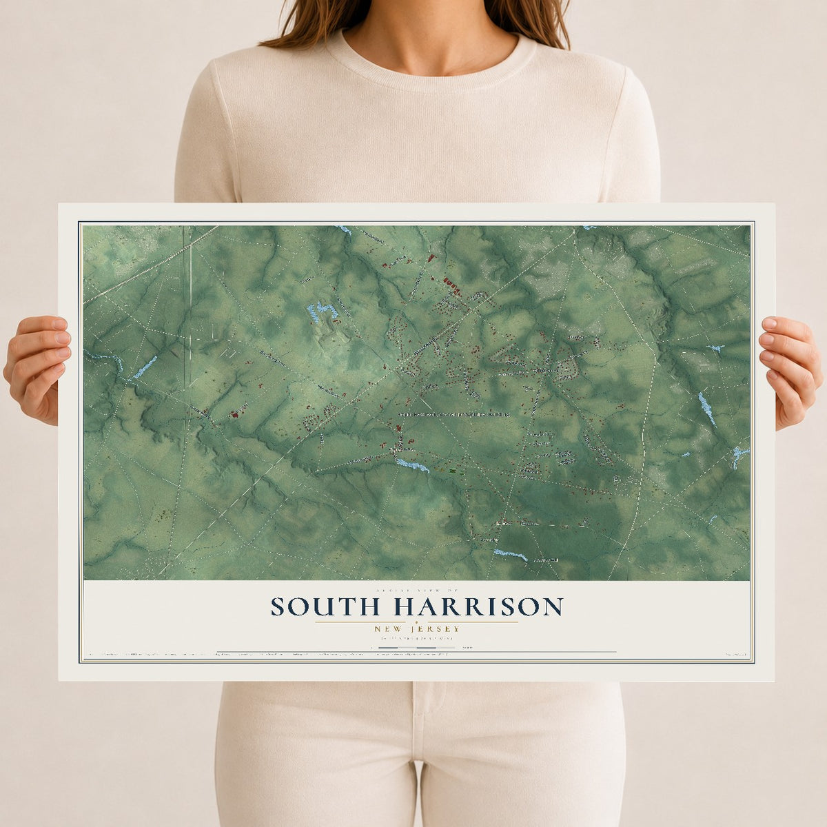 Map of South Harrison, New Jersey, 12 x 18 inch unframed archival matte print