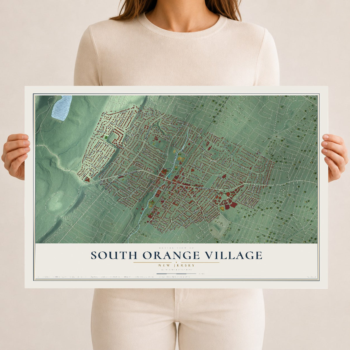South Orange Village, New Jersey map print, 12" x 18" Archival Matte Print mockup