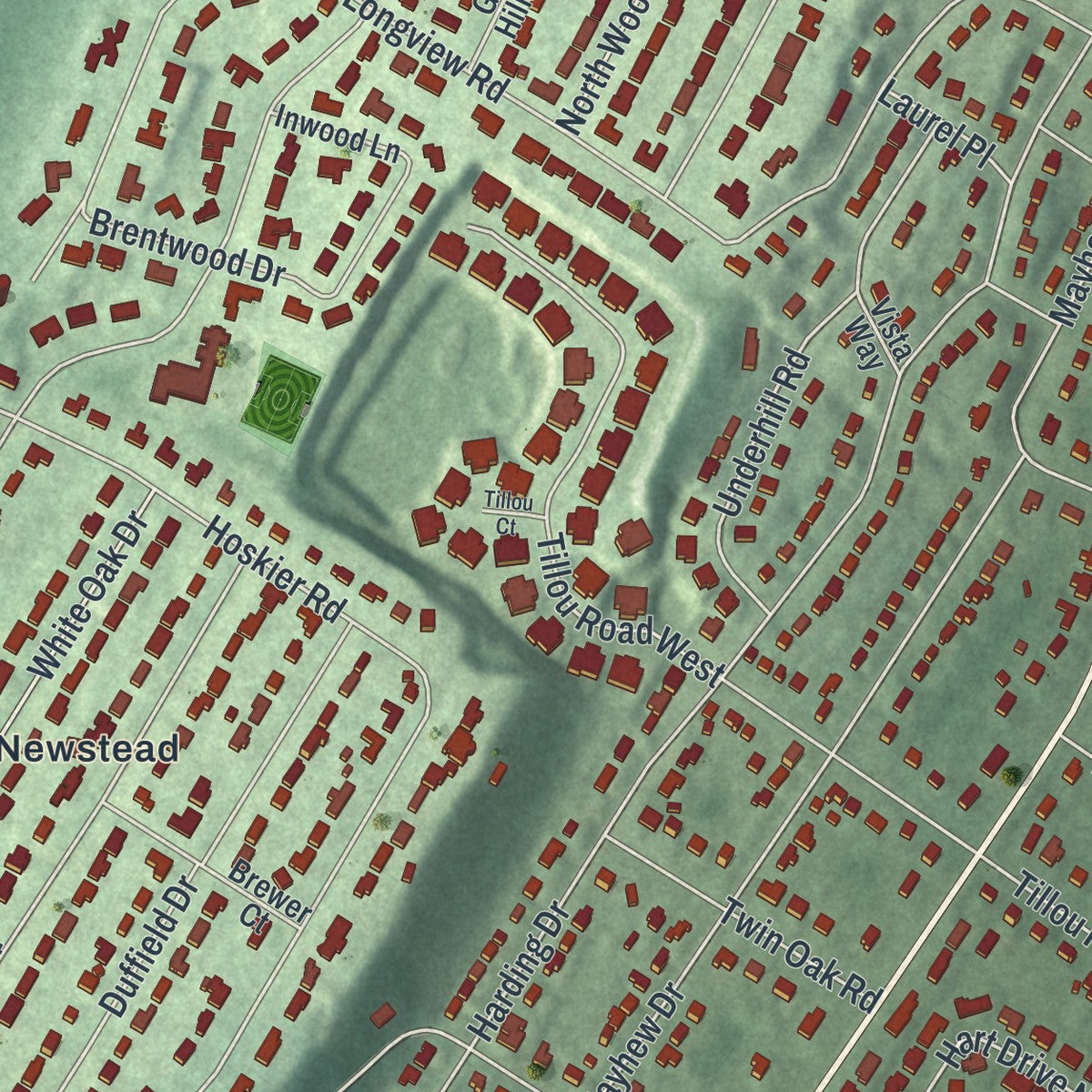 Close-up 1 of the South Orange Village, New Jersey map artwork