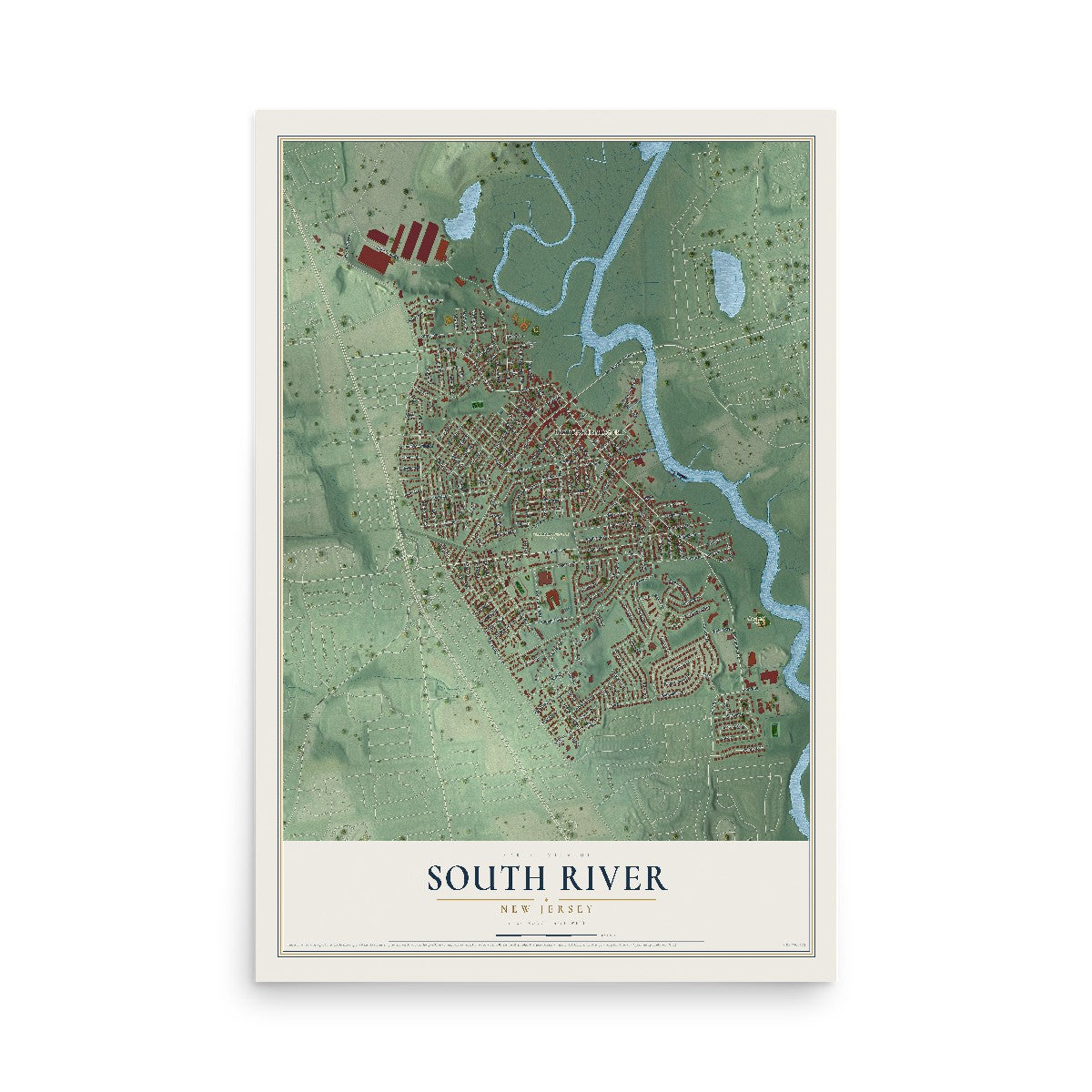 South River, New Jersey map print, 12" x 18" Archival Matte Print mockup