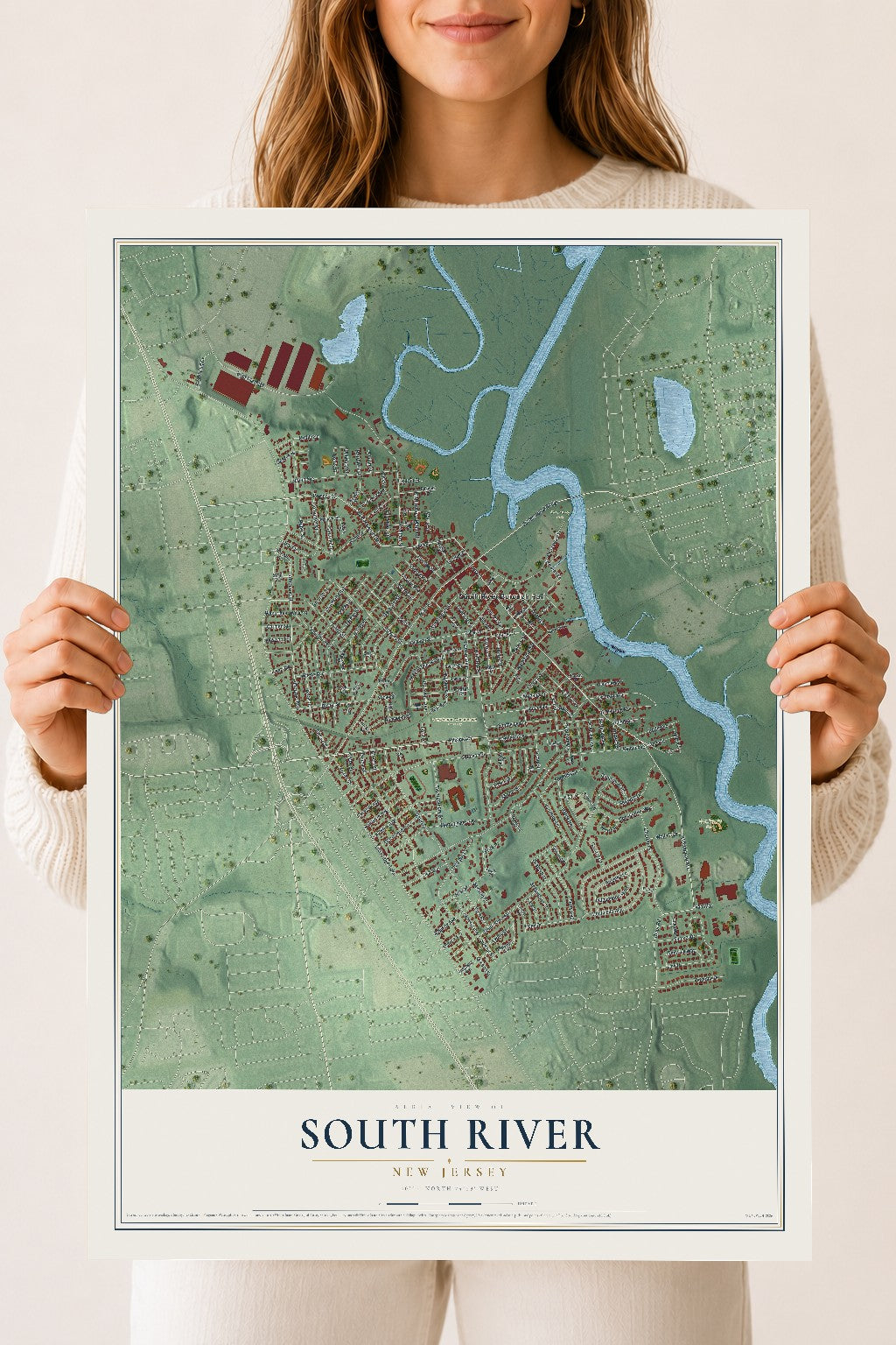South River, New Jersey map print, 18" x 24" Archival Matte Print mockup