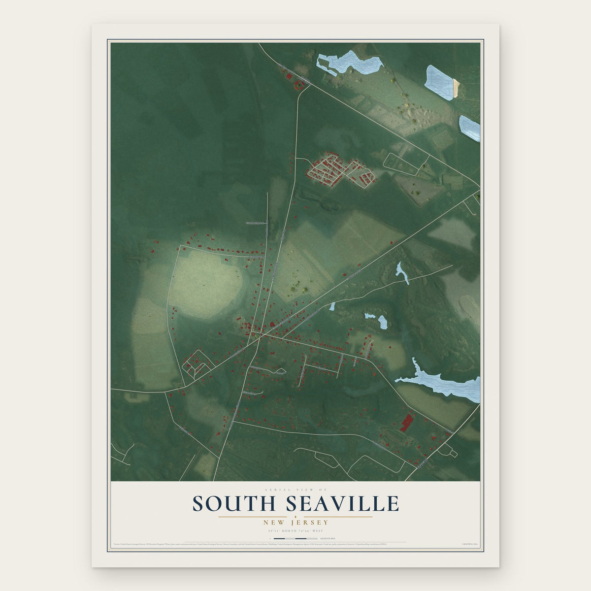 South Seaville, New Jersey map print, the full design