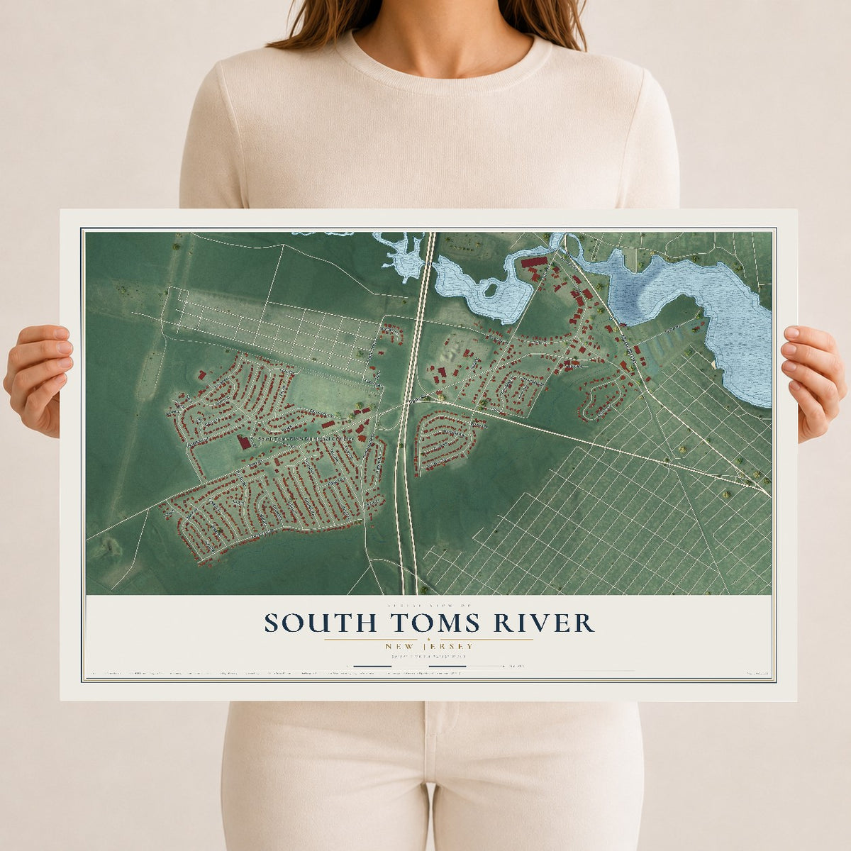 Map of South Toms River, New Jersey, 12 x 18 inch unframed archival matte print