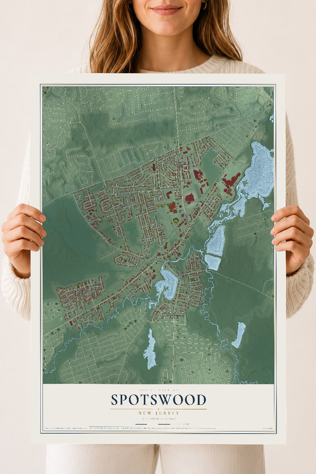 Spotswood, New Jersey map print, 18" x 24" Archival Matte Print mockup
