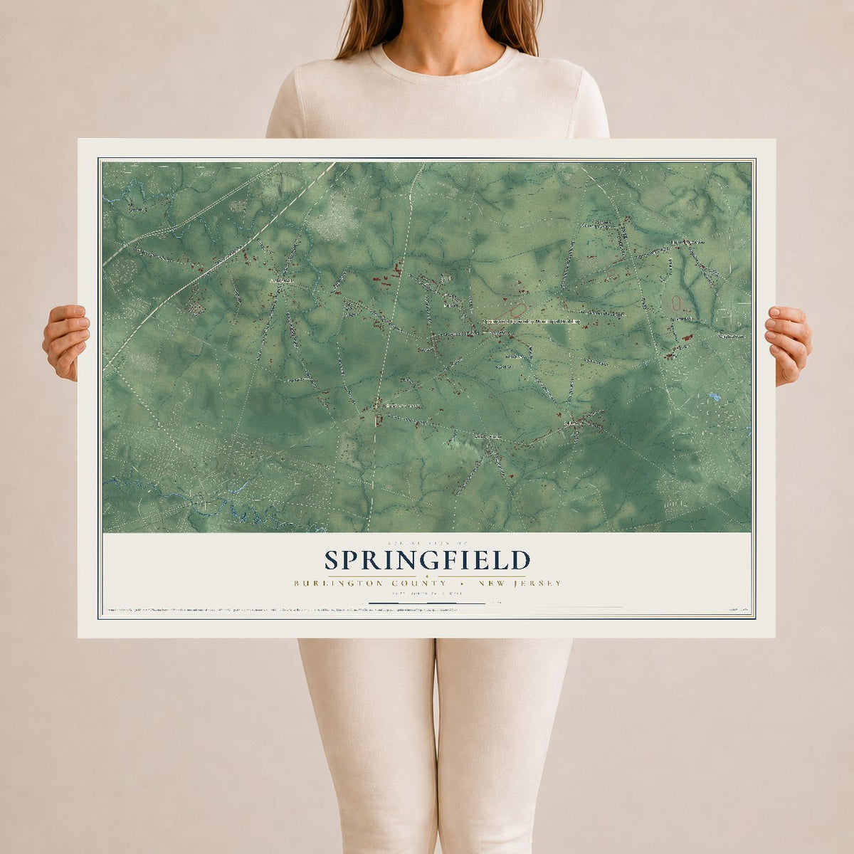 Springfield, New Jersey map print, 24" x 36" Archival Matte Print mockup