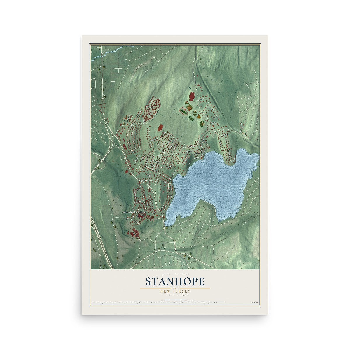 Stanhope, New Jersey map print, 12" x 18" Archival Matte Print mockup