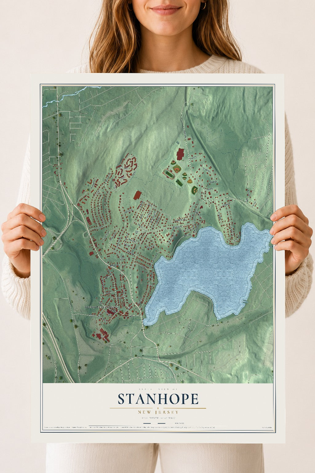 Stanhope, New Jersey map print, 18" x 24" Archival Matte Print mockup