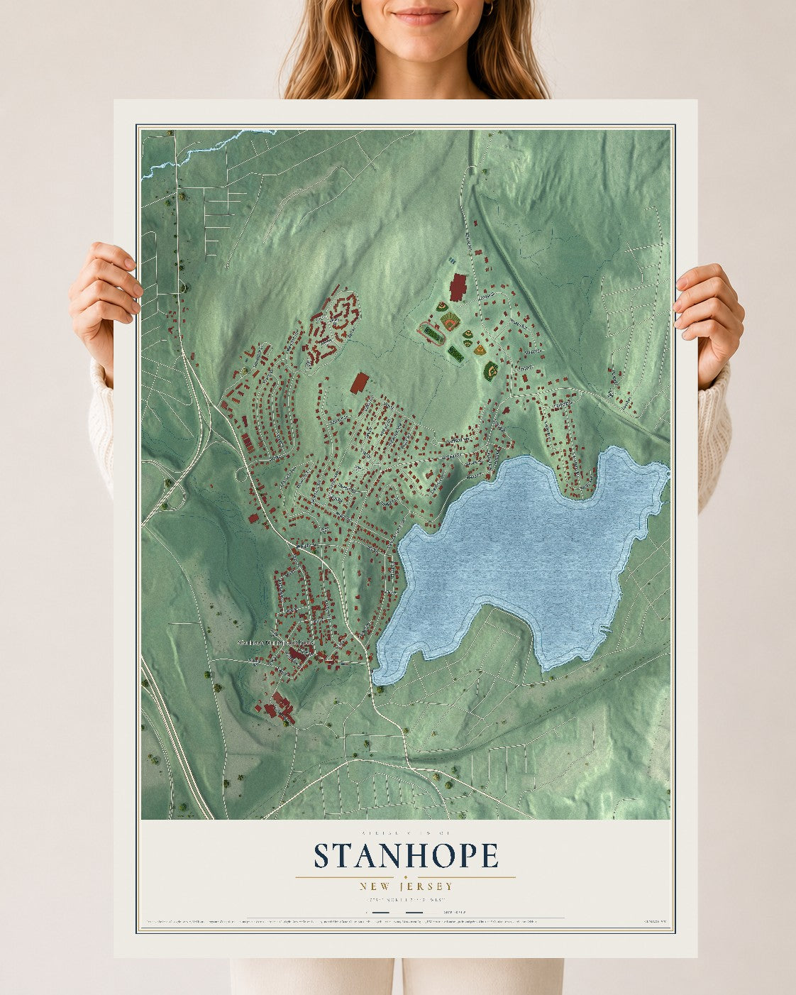Stanhope, New Jersey map print, 24" x 36" Archival Matte Print mockup