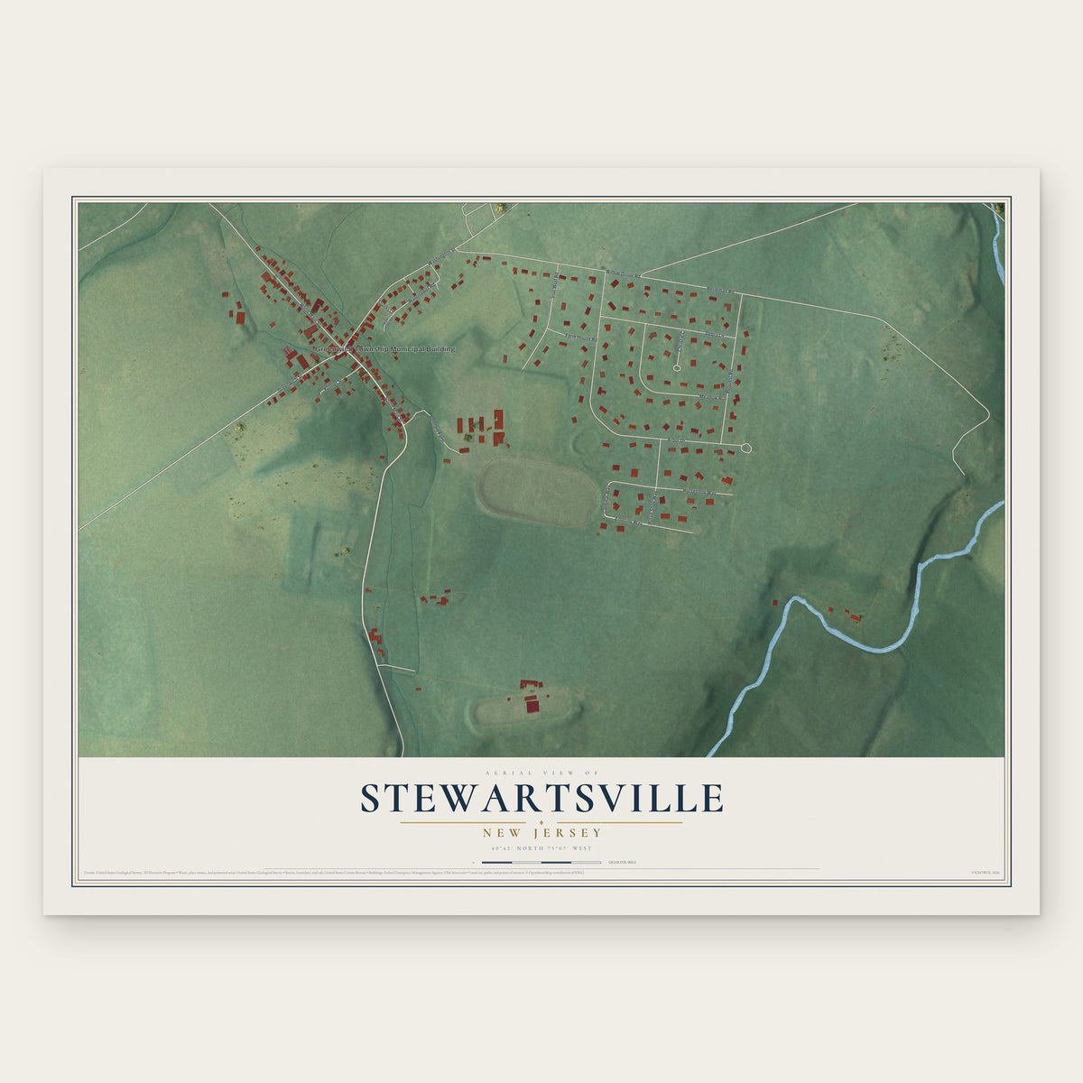 Stewartsville, New Jersey map print, the full design