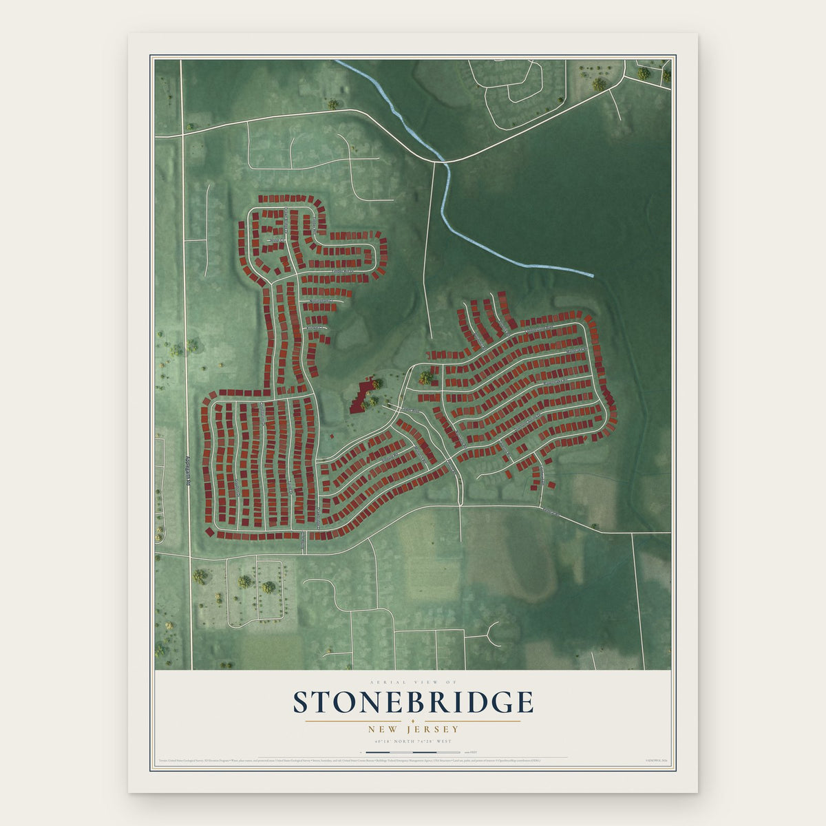 Stonebridge, New Jersey map print, the full design