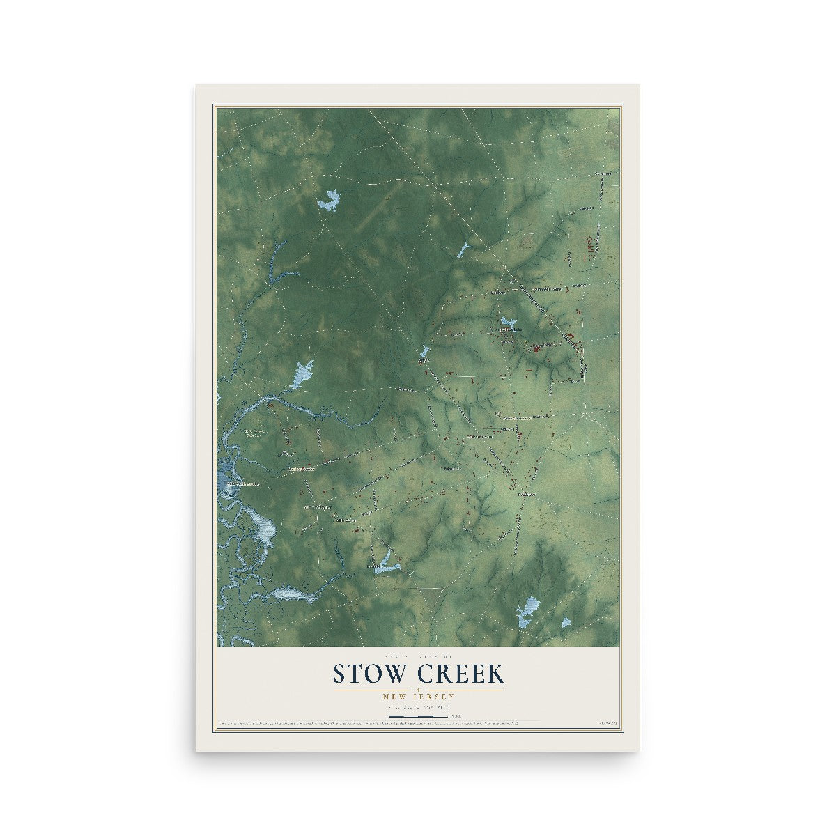 Map of Stow Creek, New Jersey, 12 x 18 inch unframed archival matte print