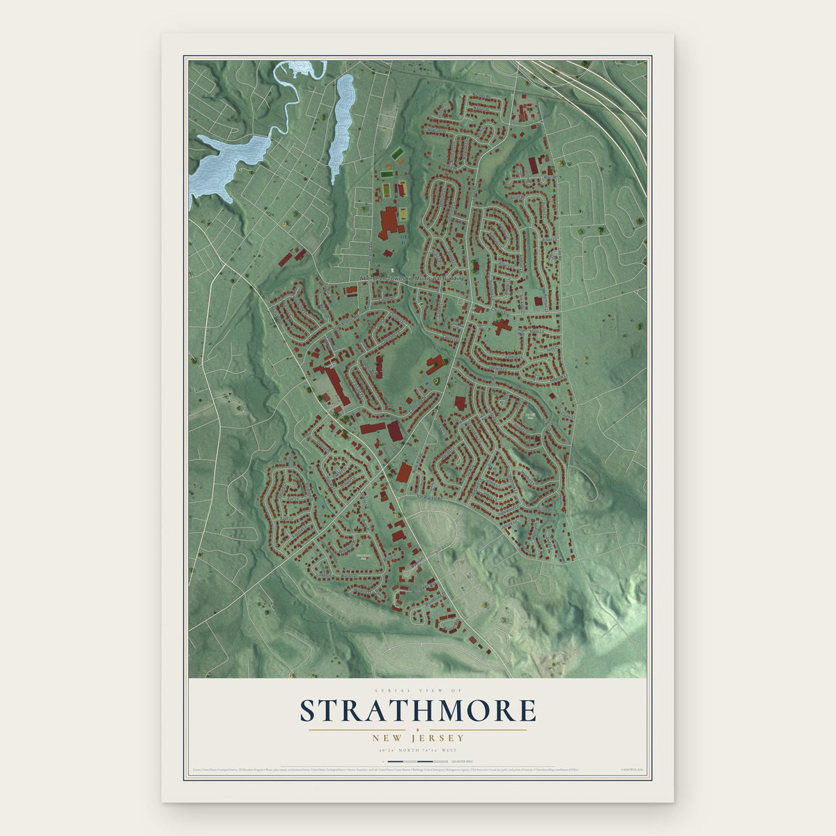 Strathmore, New Jersey map print, the full design