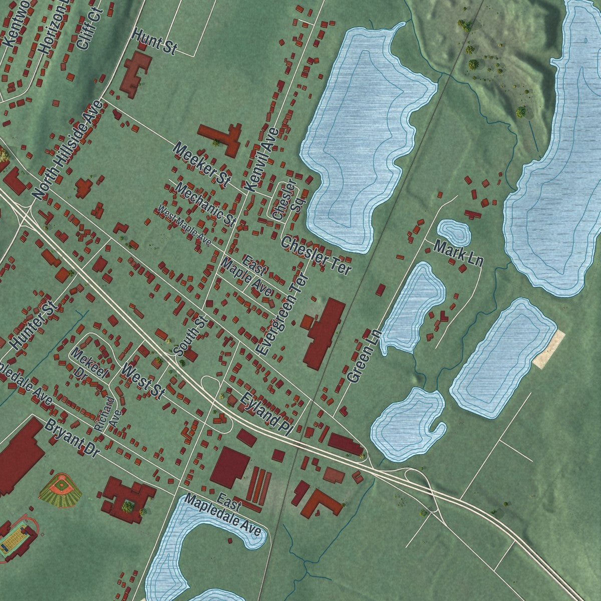 Close-up 2 of the Succasunna, New Jersey map artwork