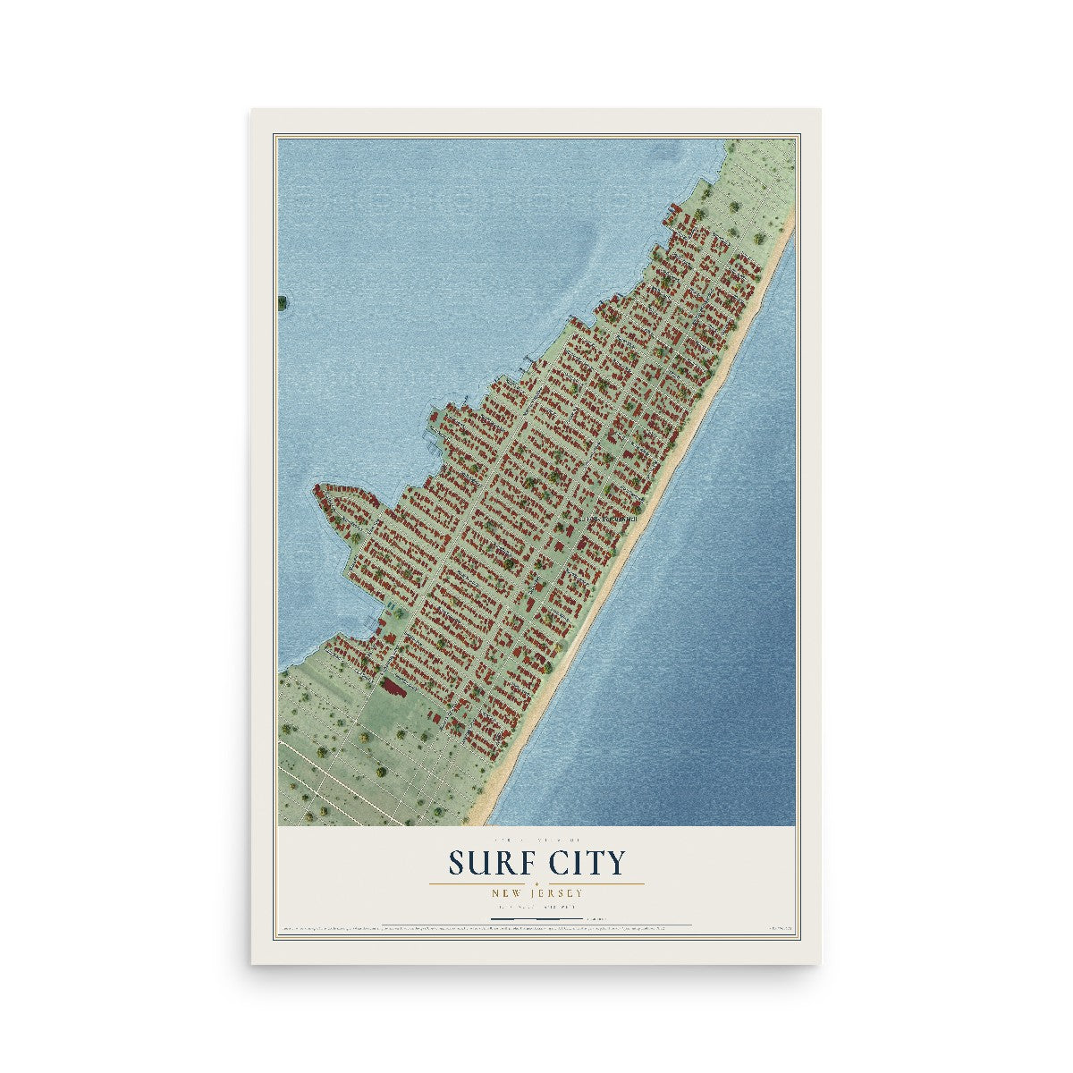 Surf City, New Jersey map print, 12" x 18" Archival Matte Print mockup