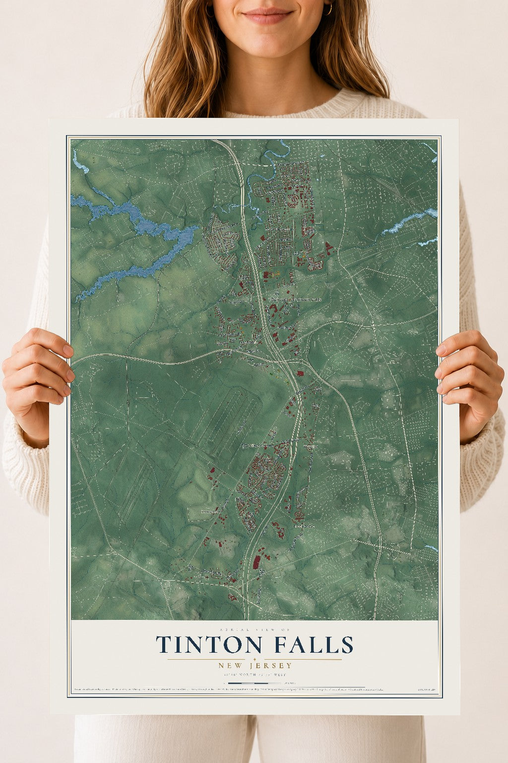 Tinton Falls, New Jersey map print, 18" x 24" Archival Matte Print mockup