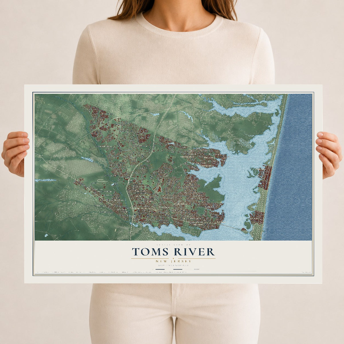 Toms River, New Jersey map print, 12" x 18" Archival Matte Print mockup