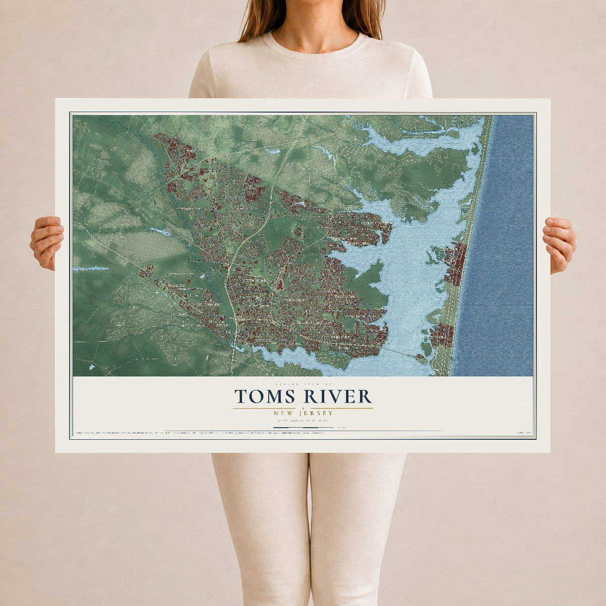 Toms River, New Jersey map print, 24" x 36" Archival Matte Print mockup