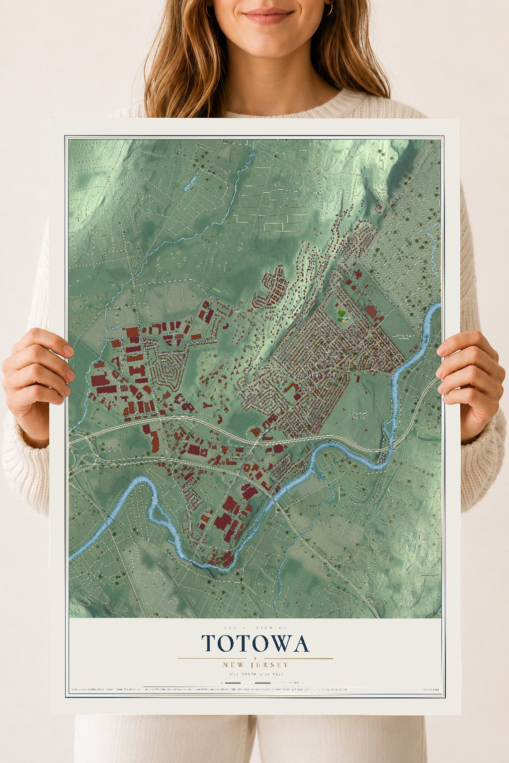 Totowa, New Jersey map print, 18" x 24" Archival Matte Print mockup