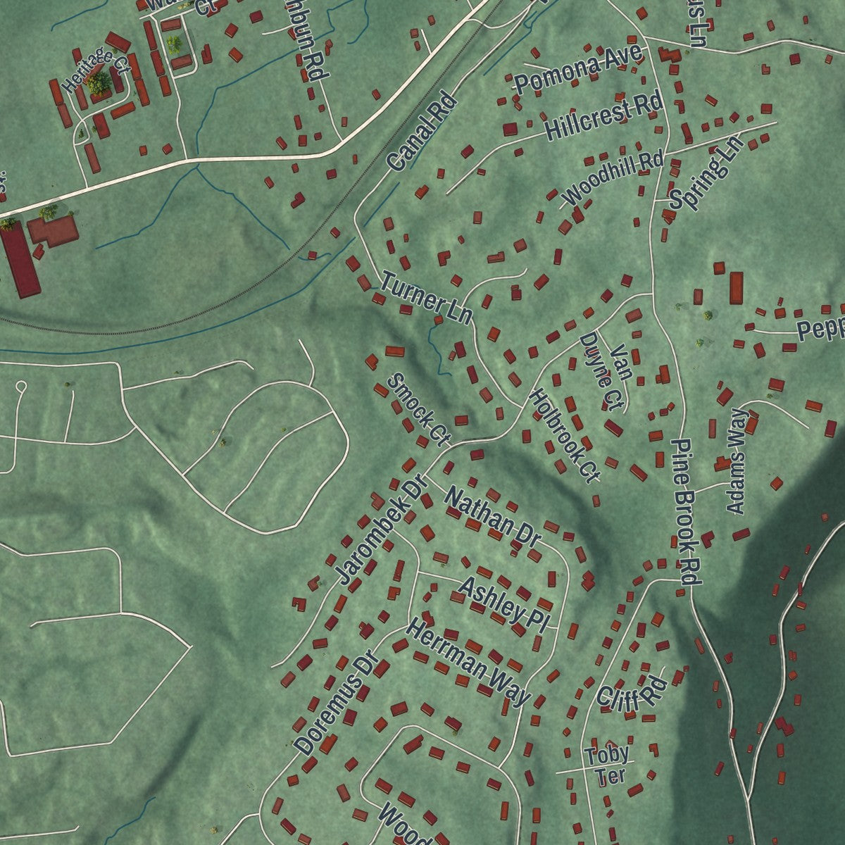 Close-up 1 of the Towaco, New Jersey map artwork