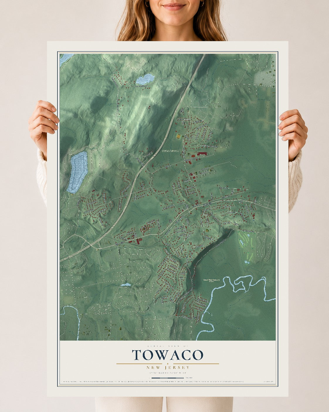 Towaco, New Jersey map print, 24" x 36" Archival Matte Print mockup