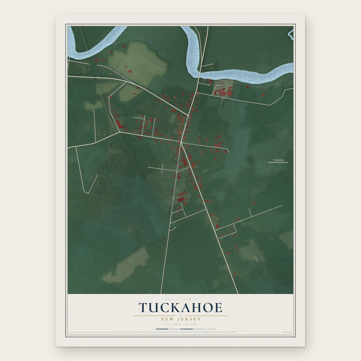 Tuckahoe, New Jersey map print, the full design