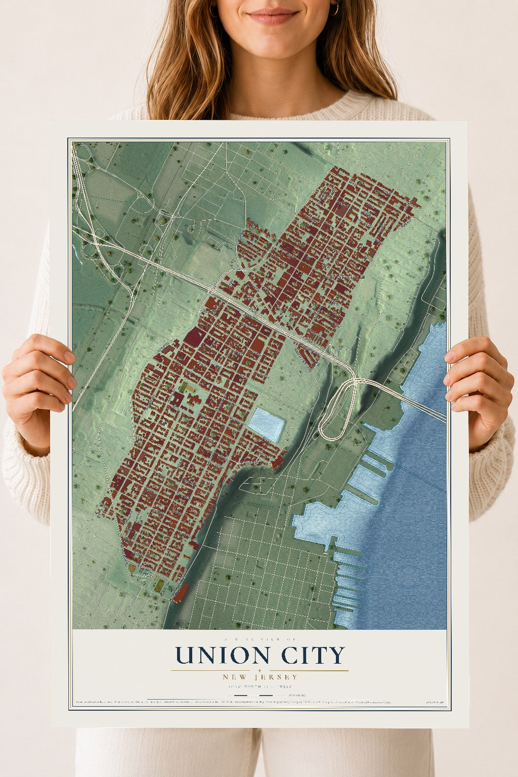 Union City, New Jersey map print, 18" x 24" Archival Matte Print mockup