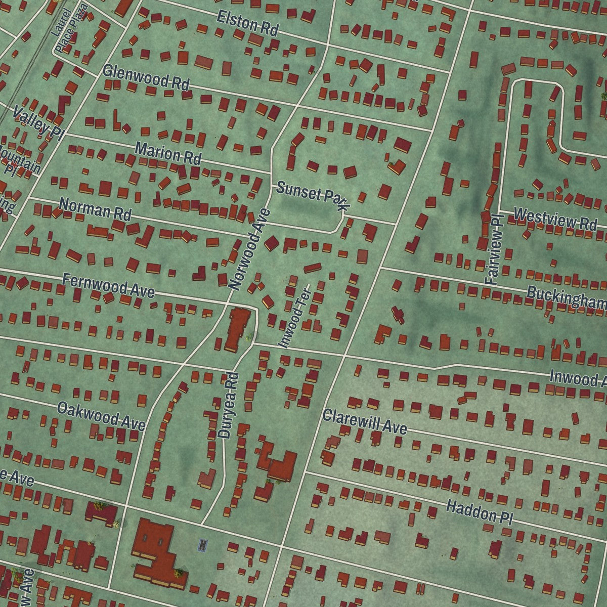 Close-up 1 of the Upper Montclair, New Jersey map artwork