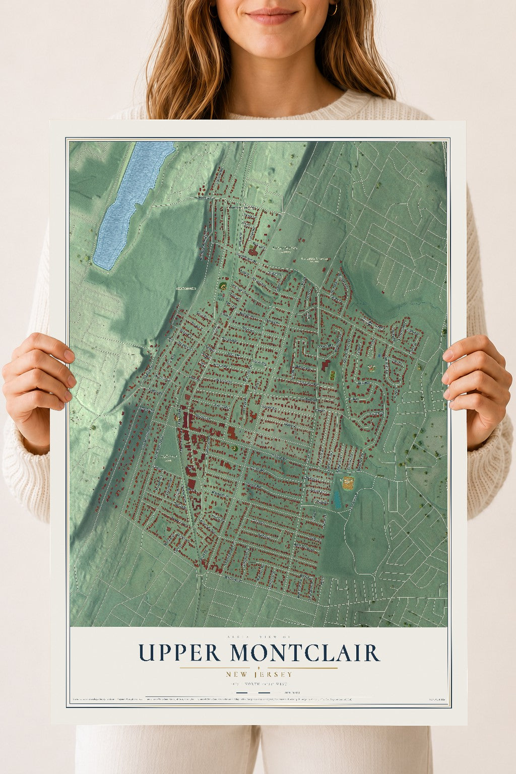 Upper Montclair, New Jersey map print, 18" x 24" Archival Matte Print mockup