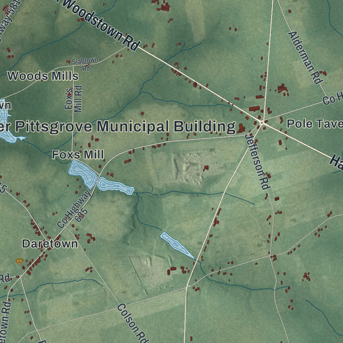 Close-up 2 of the Upper Pittsgrove, New Jersey map artwork