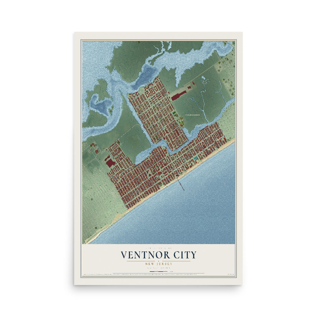 Ventnor City, New Jersey map print, 12" x 18" Archival Matte Print mockup