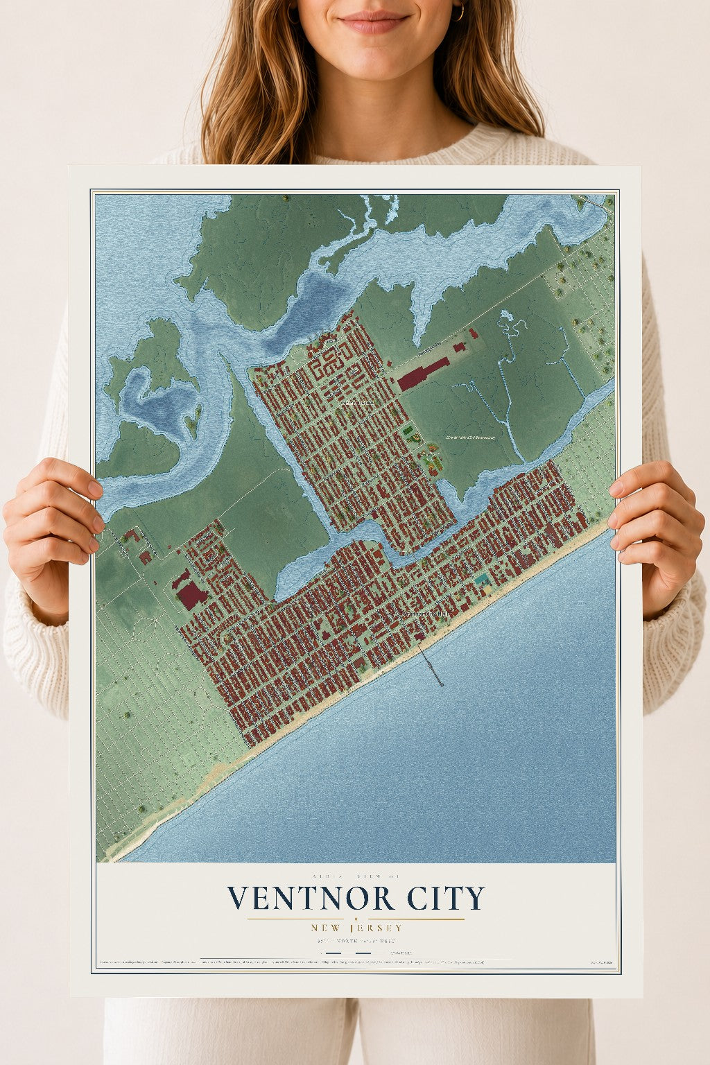 Ventnor City, New Jersey map print, 18" x 24" Archival Matte Print mockup