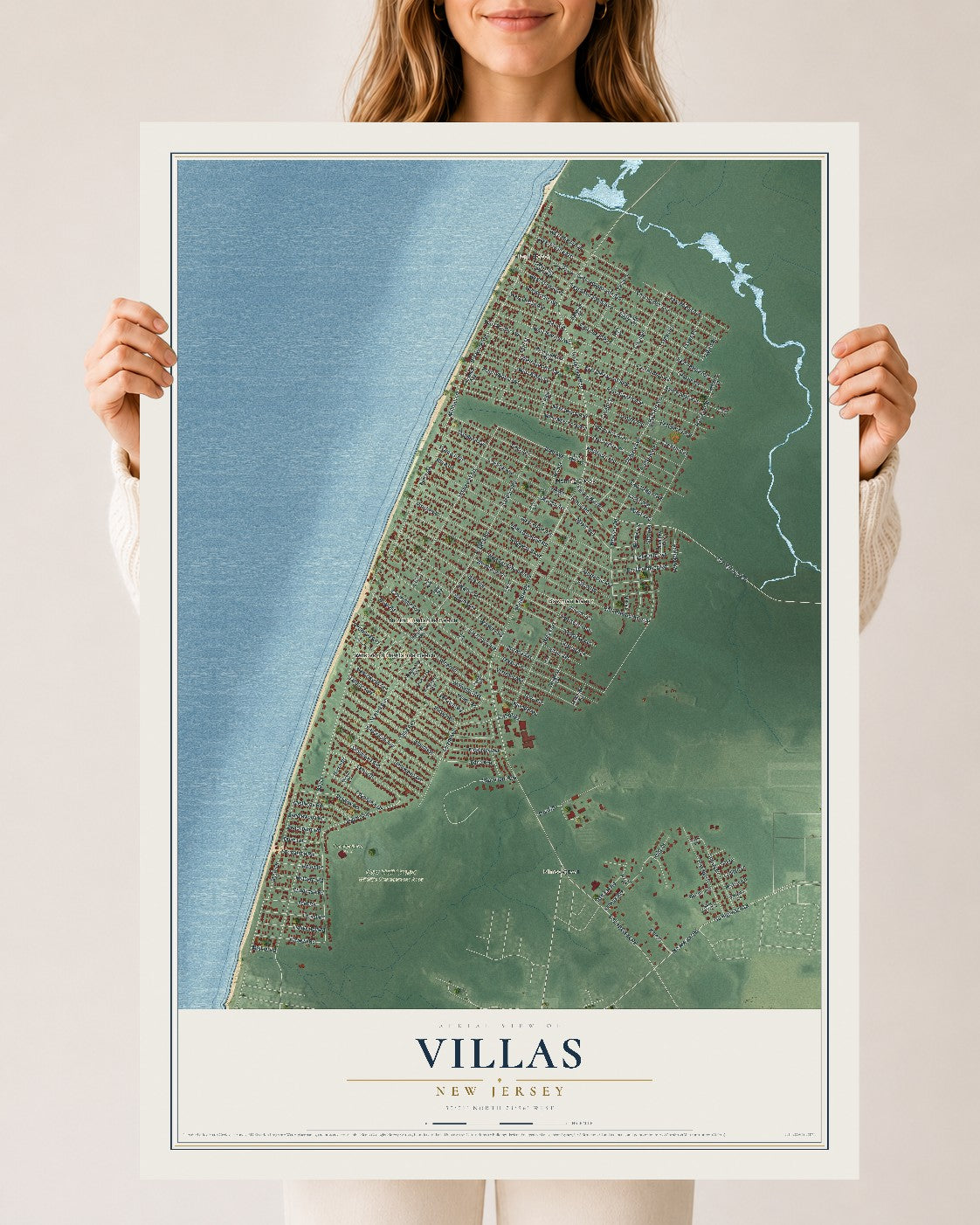 Villas, New Jersey map print, 24" x 36" Archival Matte Print mockup